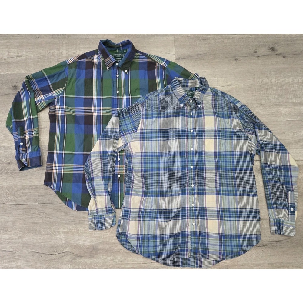 2 Gitman Bros Vintage Men's Flannel Plaid Oxford Button-Down Collar Shirt  XXL